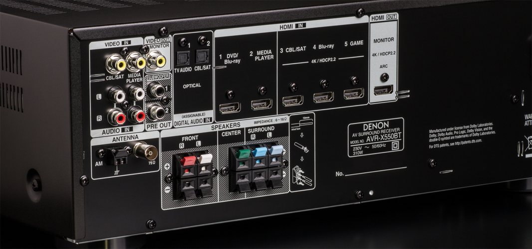 Задняя панель Denon AVR-X550BT