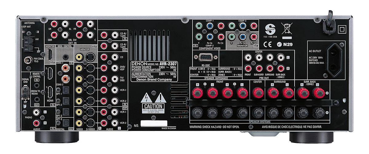 Задняя панель Denon AVR-2307