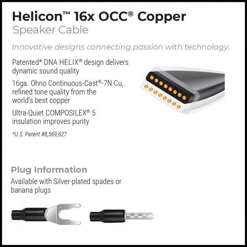 Пара готовых акустических кабелей Wireworld Helicon 16x OCC (3.0m)