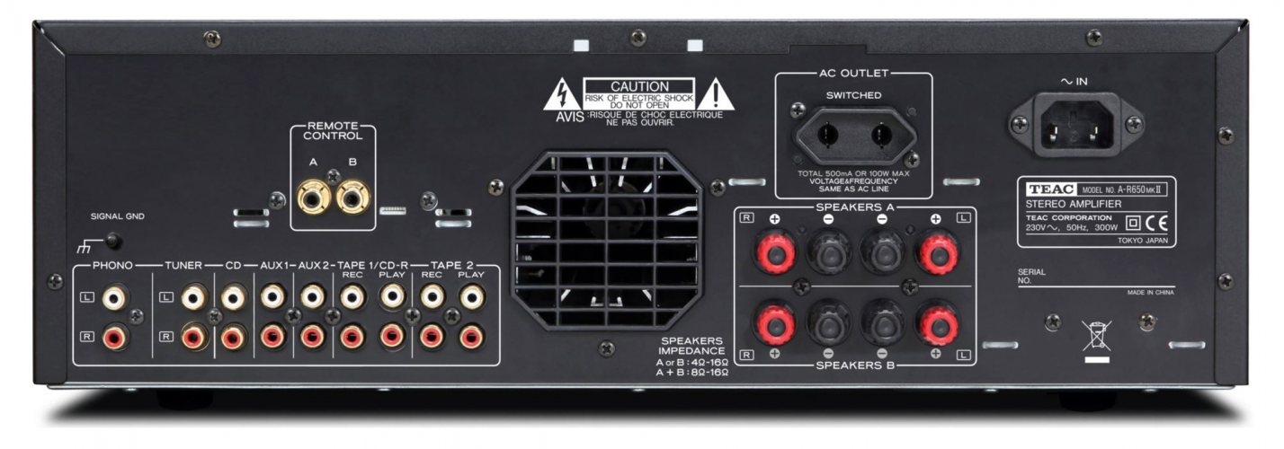 Задняя панель Teac A-R650 MKII