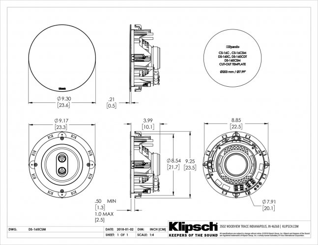 Потолочная акустика Klipsch DS-160CSM
