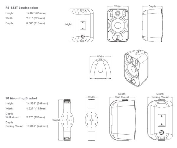 Размеры Sonance PS-S83T