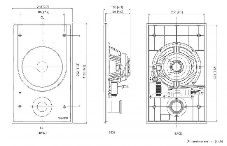 Размеры Tannoy PCI 7DC IW