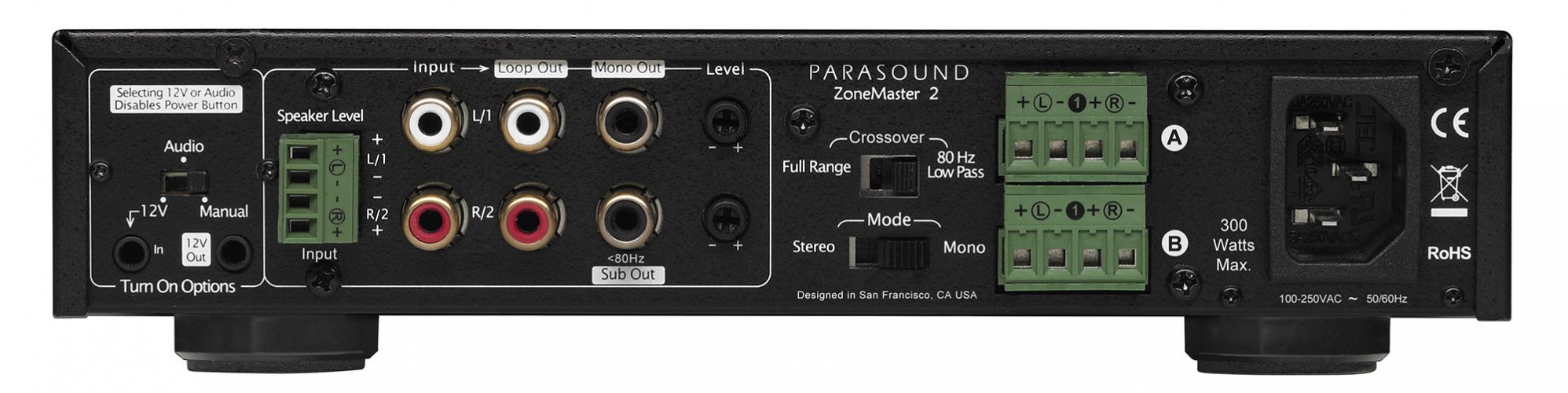 Parasound ZoneMaster 2 задняя панель