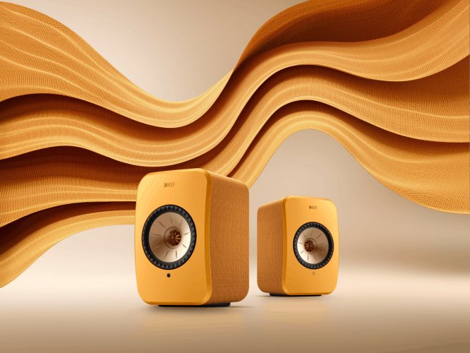 KEF LSX II Amber Haze Lifestyle