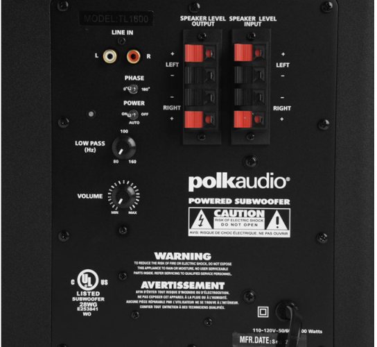 Polk Audio TL1600 (Black) сабвуфер задняя панель