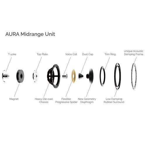 Wharfedale AURA 4 High Gloss Walnut СЧ диффузор в разрезе