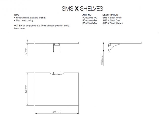 Размеры SMS X Shelf