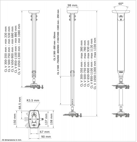 Размеры SMS Projector CL V