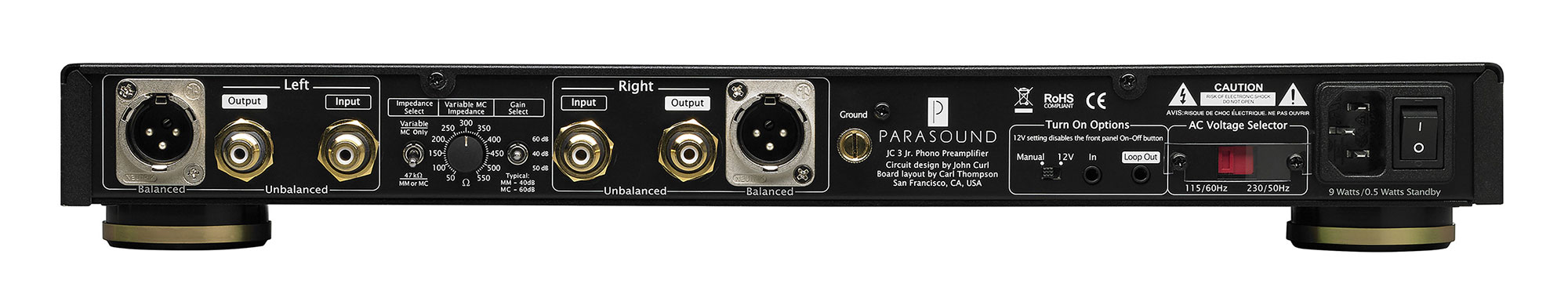 Parasound JC 3Jr. (Black) задняя панель