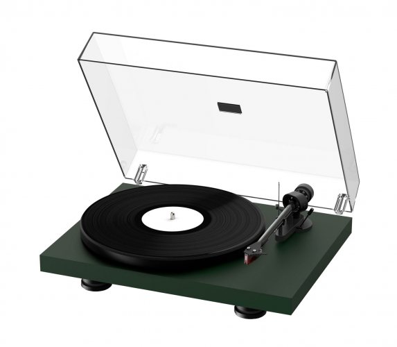 Pro-Ject Debut Carbon EVO (Satin Fir Green) крышка открыта