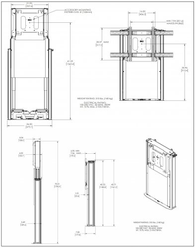 Размеры CHIEF XFD1U