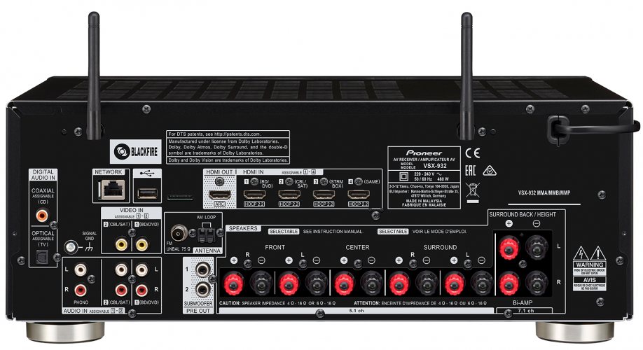 Задняя панель Pioneer VSX-932