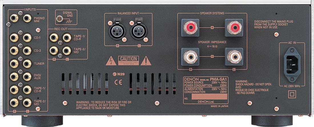 Задняя панель Denon PMA-SA1