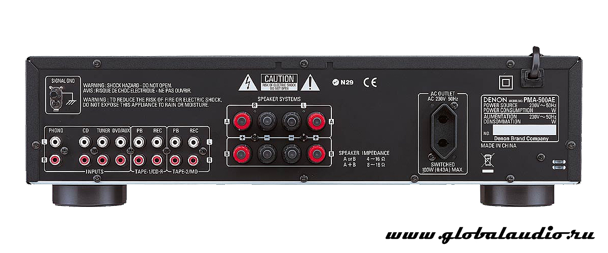 Задняя панель Denon PMA-500AE