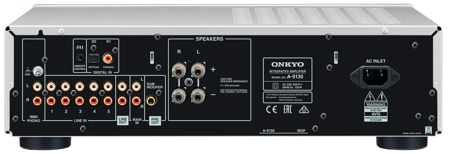 Onkyo A-9130 (Silver) задняя панель