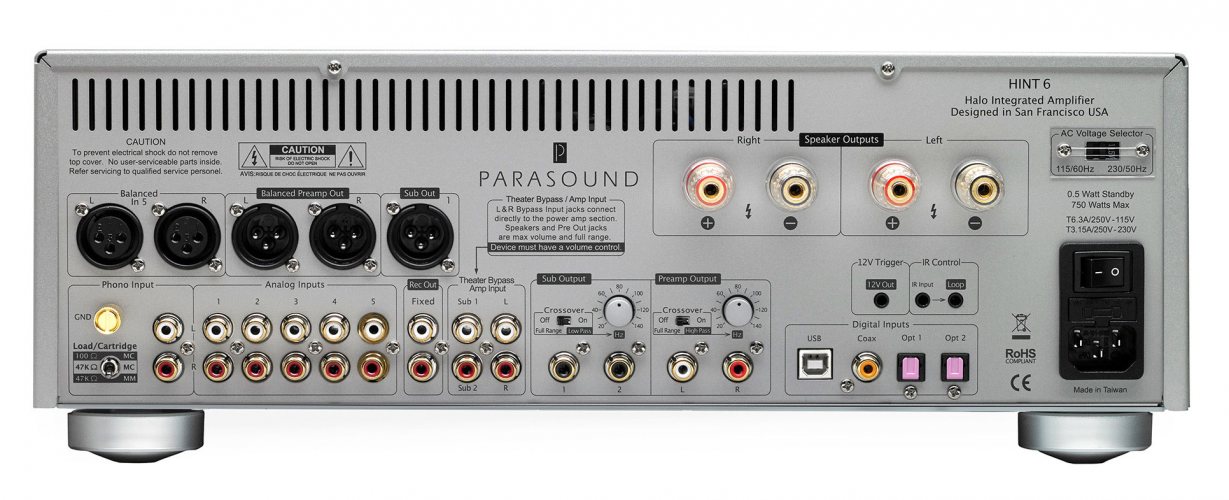 Parasound HINT 6 (Silver) задняя панель