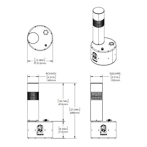 Размеры Origin Acoustics LSB64