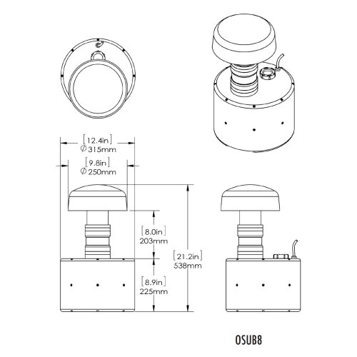 Размеры Origin Acoustics OSUB8