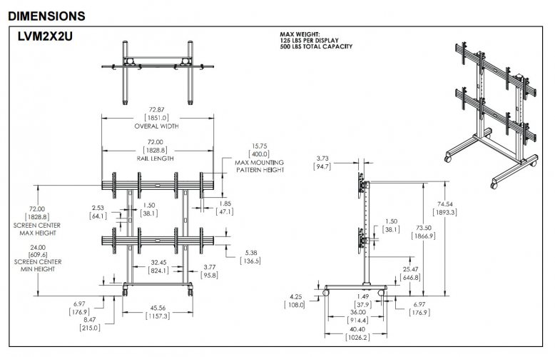 Размеры CHIEF LVM2X2U