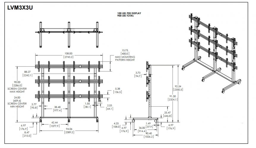 Размеры CHIEF LVM3X3U