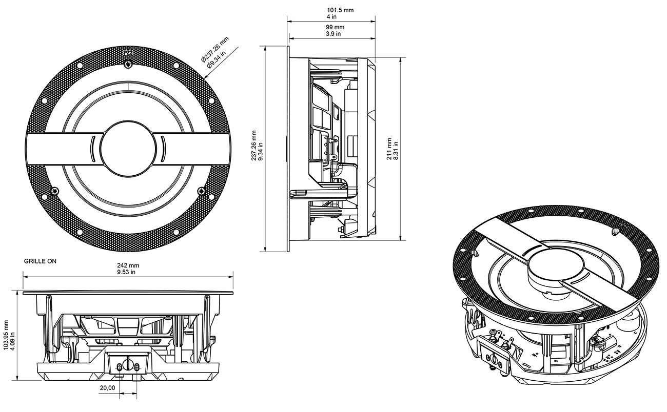Точные размеры Monitor Audio C1M