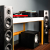 Polk Audio T50 (Black Ash) в интерьере с сабвуфером